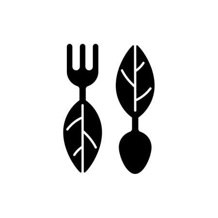 Vegan cosmetics black glyph icon. No animal-derived ingredients. Proffesional skin care. Ability to create safe alternatives. Silhouette symbol on white space. Vector isolated illustrationのイラスト素材