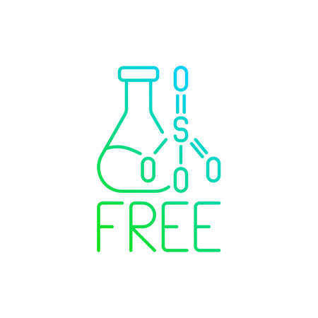 Sulfate free gradient linear vector icon. Natural cosmetics concept. Harmful chemical additives. Vegan skincare. Thin line color symbols. Modern style pictogram. Vector isolated outline drawingのイラスト素材