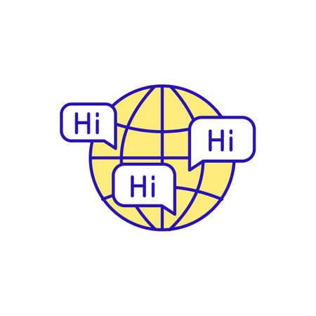English spreading worldwide RGB color icon. Global language. English developing as world language. Growth and dominance. Worldwide international communication. Isolated vector illustrationのイラスト素材
