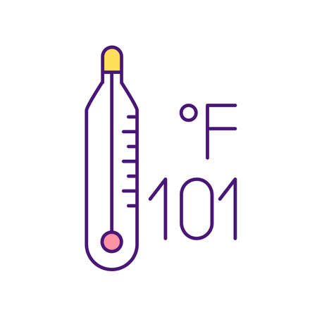 High body temperature RGB color icon. Fever, viral infections. Inflammatory response mechanism....