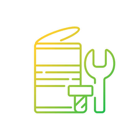 Metal waste gradient linear vector icon. Scrap iron and aluminum components. Drink cans. Spent battery casings. Thin line color symbols. Modern style pictogram. Vector isolated outline drawingのイラスト素材