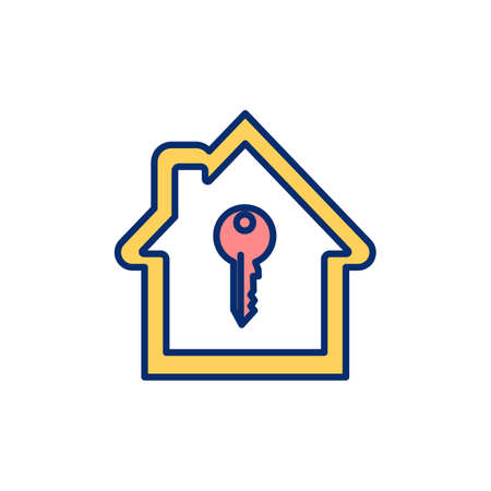 Renting apartment RGB color icon. House hiring, letting. Rental property. Residential real estate. Buying home. Tenancy agreement. Housing market. Home ownership. Isolated vector illustrationのイラスト素材