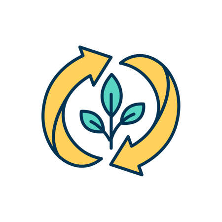 Ecological balance RGB color icon. Environment friendly, nature-friendly processes. Competent photosythesis. Nature resources conservation. Eco-friendly product. Isolated vector illustrationのイラスト素材