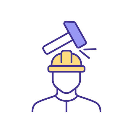 Work-related injuries RGB color icon. Physical injuries. Employees protection. Body damage. Suffering during employment scope. Worker compensation claim. Isolated vector illustrationのイラスト素材