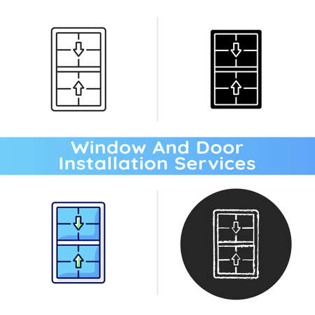Double Hung Windows Icon Two Operating Sash Moving Up Down Vertical Sliding Window Efficient Ventilation On Top Bottom Linear Black And Rgb Color Styles Isolated Vector Illustrationsのイラスト素材 ストックフォト 写真素材のstock Foto ストック