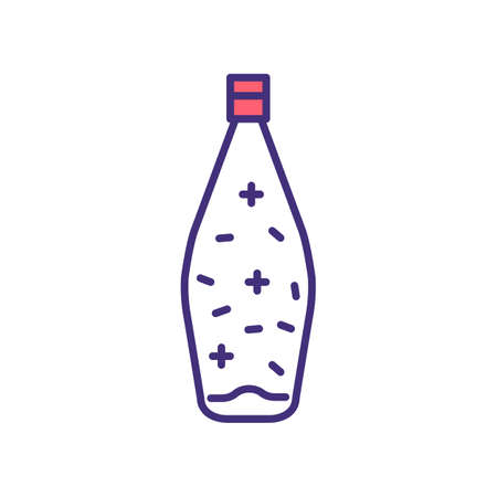 Glass bottle RGB color icon. Beverage industry. Alcoholic, non-alcoholic products. Glassware. Beer, wine, whiskey and spirits. Glass container. Alcohol drinks market. Isolated vector illustrationのイラスト素材