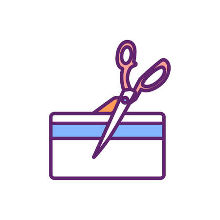 Credit crunch RGB color icon. Financial crisis. Economic condition. Funds shortage for lending. Financial pandemic impact. Losses for lending investors in debt. Isolated vector illustrationのイラスト素材