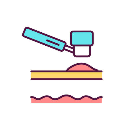 Medical diagnosis for skin conditions RGB color icon. Skin rashes. Biopsy. Suspicious-looking areas on body identifying. Scalp, mucous membranes examination. Isolated vector illustrationのイラスト素材