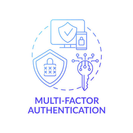 Multi-factor authentication concept icon. Computer access control method idea thin line illustration. Gaining access to private information. Vector isolated outline RGB color drawingのイラスト素材