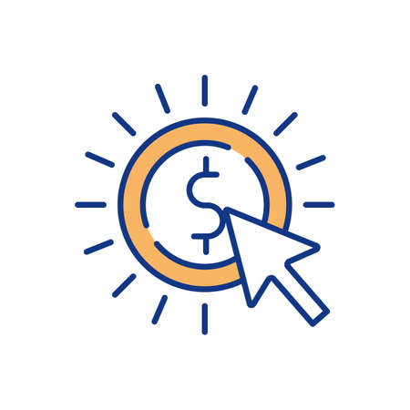 Digital currency RGB color icon. Money digitalization. Cryptocurrency. Access to finance. Payment service. E-money account. Cash in electronic form. Online transactions. Isolated vector illustrationのイラスト素材