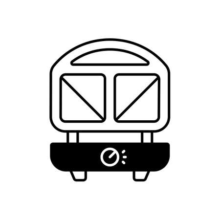 Sandwich press black linear icon. Home cooker. Household electric utensil for cooking. Tabletop toast maker. Small kitchen appliance. Outline symbol on white space. Vector isolated illustrationのイラスト素材