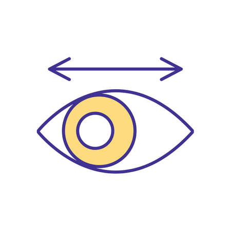 Testing eye reflectors RGB color icon. Doctor cheking how good human visionary system moves in different directions. Eyes medical testing process. Isolated vector illustrationのイラスト素材