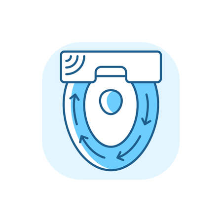 Automatic toilet seat cover blue RGB color icon. Sanitary seat to sit on every time people use toilet. Hands free smart home system. Isolated vector illustrationのイラスト素材