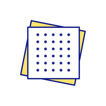 Microplastics RGB color icon. Micro particles of plastic. White sheet with black dots. A piece of plastic. To-do list. Microprocessor close up. Isolated vector illustrationのイラスト素材