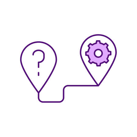 Psychological distance RGB color icon. Problem solving. Creative thinking. Mental experience. Assessment for question, analytical ability. Task completion progress. Isolated vector illustrationのイラスト素材