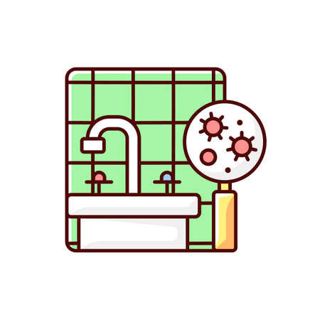 Mold RGB color icon. Molds and bacteria can produce dangerous microscopic airborne particles into air. Dangerous polluted air to breath. Isolated vector illustrationのイラスト素材
