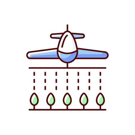 Pesticides RGB color icon. Dangerous toxic substances that are meant to control pests but pollutes ground. Argicultural equipment that hurts nature. Isolated vector illustrationのイラスト素材