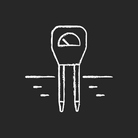 Soil moisture monitoring chalk white icon on black background. Accurate measurement. Soil temperature sensor. Measuring volumetric water content. Tensiometer. Isolated vector chalkboard illustrationのイラスト素材