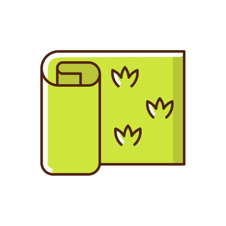 Sod rolls RGB color icon. Lawns and sports stadium around the world are covered with special soil rolls. Repair a small area of lawn. Isolated vector illustrationのイラスト素材