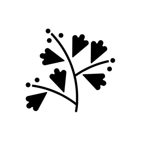 Sagebrush black glyph icon. Aromatic leaves. Medicinal herbs. Cause of allergic reaction. Pollen allergen. Allergy for plant. Silhouette symbol on white space. Vector isolated illustrationのイラスト素材