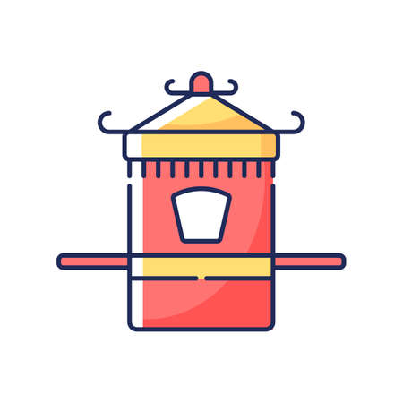 Chinese sedan chair RGB color icon. Traditional wedding ceremony. Ancient vehicle for transportation. Eastern folk item. Asian culture. Oriental history. Isolated vector illustrationのイラスト素材