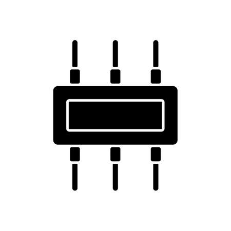Connector black glyph icon. Electromechanical device used to join electrical conductors and create electrical circuit. Silhouette symbol on white space. Vector isolated illustrationのイラスト素材