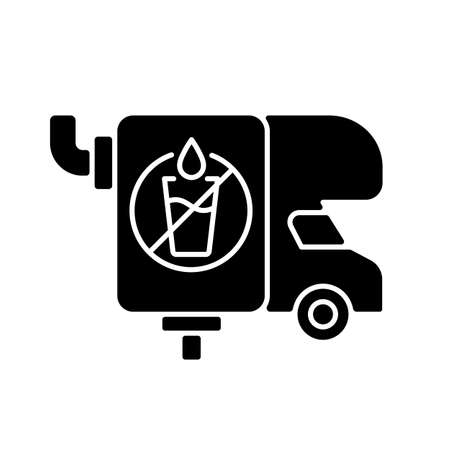 RV wastewater tanks black glyph icon. Freshwater holding container for recreational vehicle. Camping trip necessities for traveler. Silhouette symbol on white space. Vector isolated illustrationのイラスト素材
