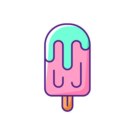 Fruit juice ice pop RGB color icon. Snack food. Frozen water and concentrated orange juice.のイラスト素材