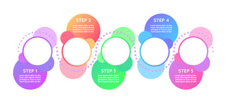 Marketing vector infographic template. Creative gradient presentation design elements with text space. Data visualization with 5 steps. Process timeline chart. Workflow layout with copyspaceのイラスト素材