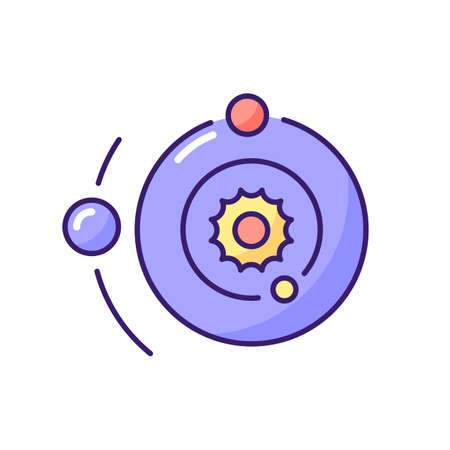 Solar system RGB color icon. Space bodies system of sun and planets that orbit around it. Space...