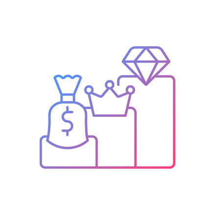 Subscription plans gradient linear vector icon. Paying recurring price for access to streaming library. Thin line color symbols. Modern style pictogram. Vector isolated outline drawingのイラスト素材
