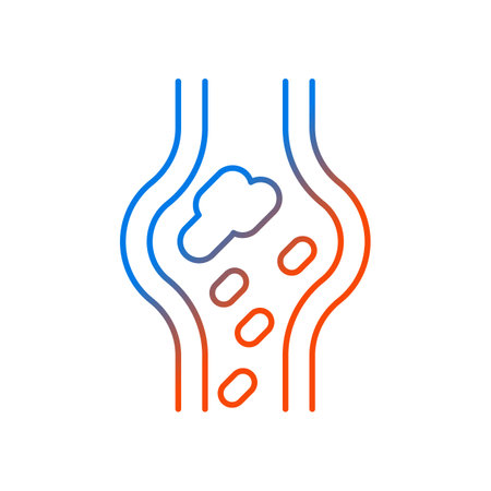 Blood clots gradient linear vector icon. Cardiovascular circulation problem. Disease symptom. Health care. Thin line color symbols. Modern style pictogram. Vector isolated outline drawingのイラスト素材