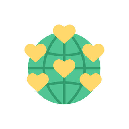 Planet preservation vector flat color icon. International community. Green movement globally. Ecology and environmental protection. Cartoon style clip art for mobile app. Isolated RGB illustrationのイラスト素材