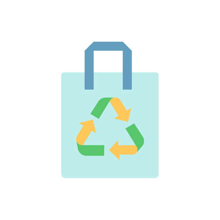 Compostable bag vector flat color icon. Solutions for recycling and reducing waste. Eco friendly, biodegradable materials use. Cartoon style clip art for mobile app. Isolated RGB illustrationのイラスト素材