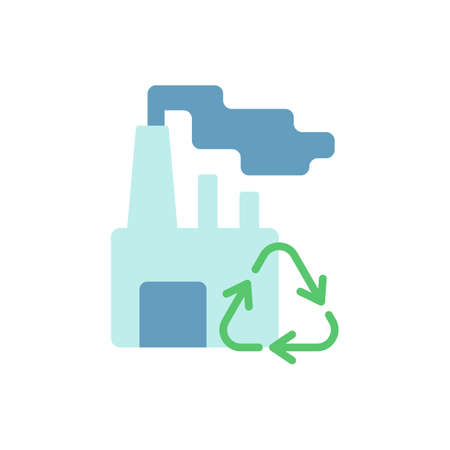 Recycling vector flat color icon. Converting waste materials into new objects. Recovery and reprocessing. Environment protection. Cartoon style clip art for mobile app. Isolated RGB illustrationのイラスト素材