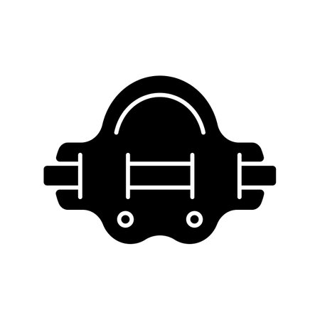 Aqua jogger black glyph icon. Aquatic fitness. Water jogging in swimming pool. Elastic belt for abdominal muscles. Enhance water workout. Silhouette symbol on white space. Vector isolated illustrationのイラスト素材