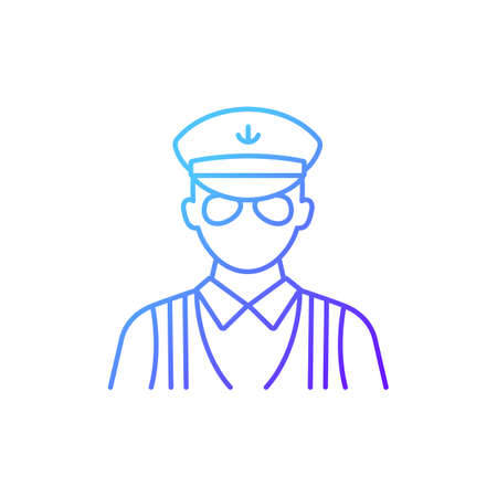 cruise ship security gradient linear vector icon. Safe traveling. Inspection security. Problems prevention. Thin line color symbols. Modern style pictogram. Vector isolated outline drawingのイラスト素材