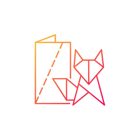 Origami gradient linear vector icon. Paper folding art. Two-dimensional and three-dimensional models. Thin line color symbols. Modern style pictogram. Vector isolated outline drawingのイラスト素材
