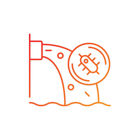 Water pollution gradient linear vector icon. Water resources contamination. Toxic chemicals in groundwater. Thin line color symbols. Modern style pictogram. Vector isolated outline drawingのイラスト素材