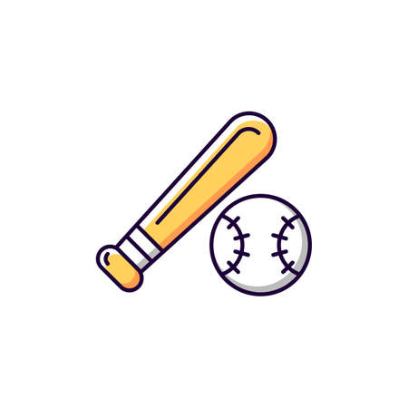 Baseball RGB color icon. Isolated vector illustration. Professional taiwan league. Major competition. Team game. Sport community. Asian championship simple filled line drawingのイラスト素材