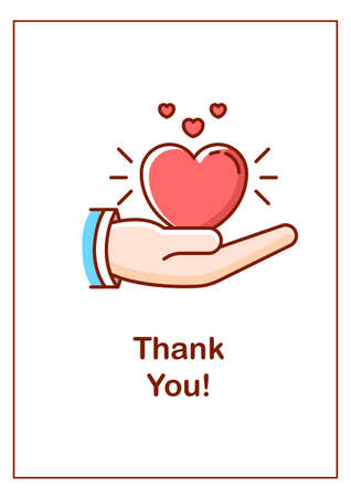 Thank you greeting card with color icon element. Expressing sincere appreciation. Postcard vector design. Decorative flyer with creative illustration. Notecard with congratulatory messageのイラスト素材