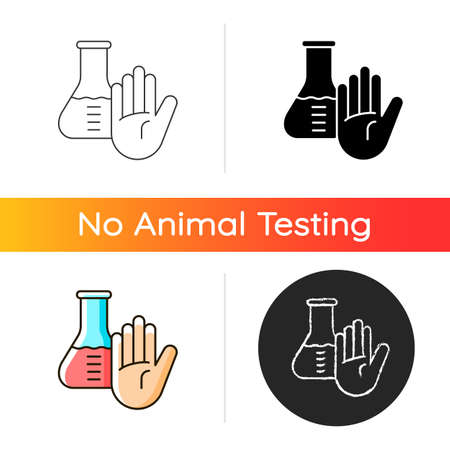 No chemical testing gradient icon. Stop toxicity exposure. Prevent experiments. Refusal for for animal testing. Prevent toxic drug use. Linear black and RGB color styles. Isolated vector illustrationsのイラスト素材
