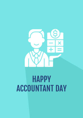 Happy chartered accountant day greeting card with glyph icon element. Creative simple postcard vector design. Decorative invitation with minimal illustration. Creative banner with celebratory textのイラスト素材
