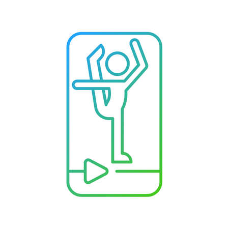 Online fitness stretching gradient linear vector icon. Neuromuscular facilitation. Functional movements improving. Thin line color symbols. Modern style pictogram. Vector isolated outline drawingのイラスト素材