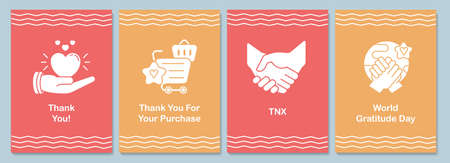 International appreciation day greeting card with glyph icon element set. Creative simple postcard vector design. Decorative invitation with minimal illustration. Creative banner with celebratory textのイラスト素材