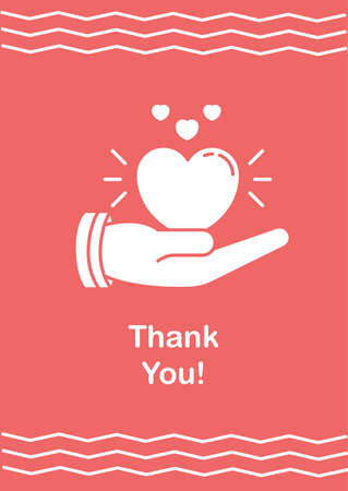 Gratitude power greeting card with glyph icon element. Great happiness. Creative simple postcard vector design. Decorative invitation with minimal illustration. Creative banner with celebratory textのイラスト素材