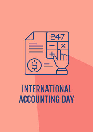 Best wishes for chartered accountant postcard with linear glyph icon. Greeting card with decorative vector design. Simple style poster with creative lineart illustration. Flyer with holiday wishのイラスト素材