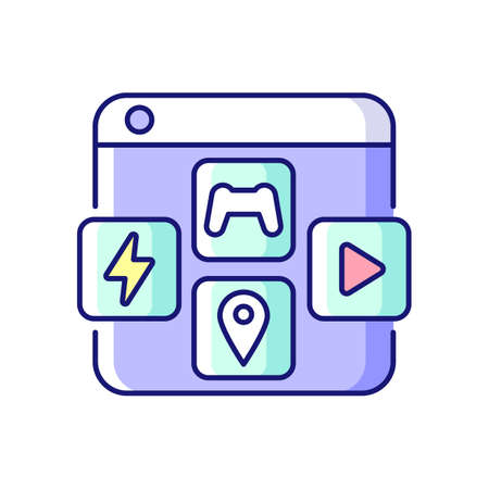 App distribution platforms RGB color icon. Providing applications for mobile devices. Promoting app usage. Distributing to global audience. Isolated vector illustration. Simple filled line drawingのイラスト素材