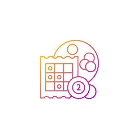 Bingo gradient linear vector icon. Low-priced gambling. Marking off numbers on cards. Winning cash prizes. Thin line color symbols. Modern style pictogram. Vector isolated outline drawingのイラスト素材