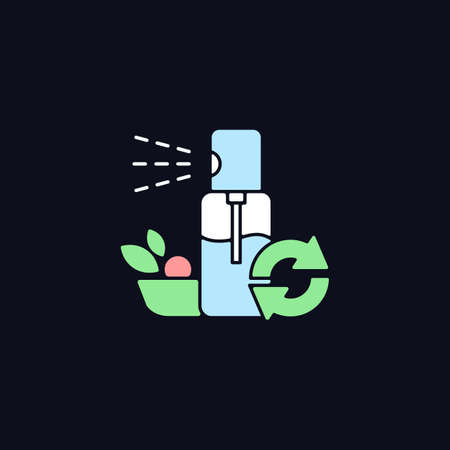 Salad oils refill RGB color icon for dark theme. Bottle with food dressing. Eco friendly package. Isolated vector illustration on night mode background. Simple filled line drawing on blackのイラスト素材